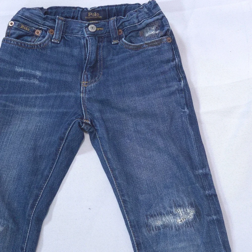 Polo Ralph Lauren Kids Sullivan Slim Distressed Jeans 6 Medium Wash Adjustable